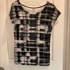 A/X Armani Exchange Black & White Abstract Grid Short Sleeve Tee